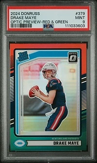 2024 Panini Donruss 379 Drake Maye Optic Preview-red & Green PSA 9