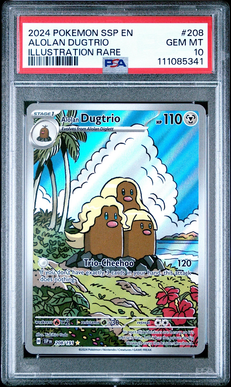 2024 Pokemon Ssp En-surging Sparks 208 Alolan Dugtrio Illustration Rare PSA