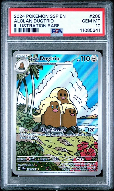 2024 Pokemon Ssp En-surging Sparks 208 Alolan Dugtrio Illustration Rare PSA
