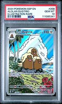 2024 Pokemon Ssp En-surging Sparks 208 Alolan Dugtrio Illustration Rare PSA