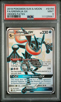 2019 Pokemon Sun & Moon Hidden Fates Sv56 Full Art/greninja Gx PSA