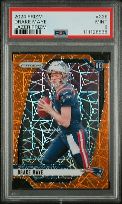 2024 Panini Prizm 329 Drake Maye Lazer Prizm PSA 9