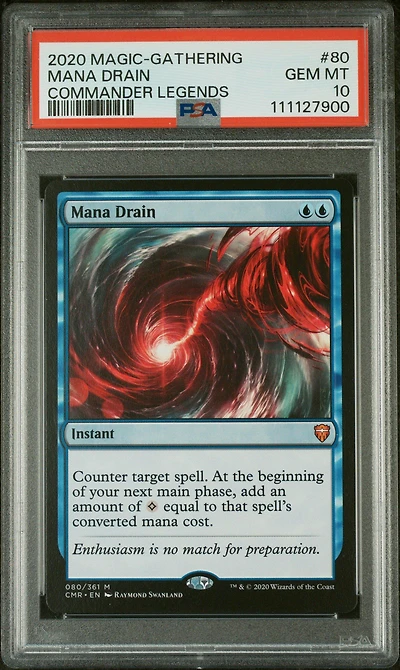 2020 Magic The Gathering Commander Legends 80 Mana Drain PSA 10