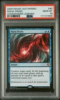 2020 Magic The Gathering Commander Legends 80 Mana Drain PSA 10