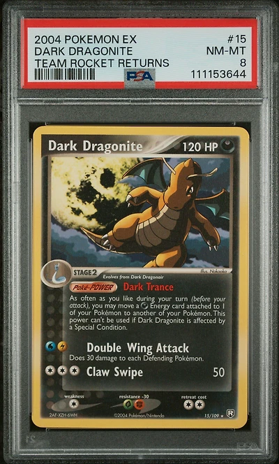 2004 Pokemon Ex Team Rocket Returns 15 Dark Dragonite PSA
