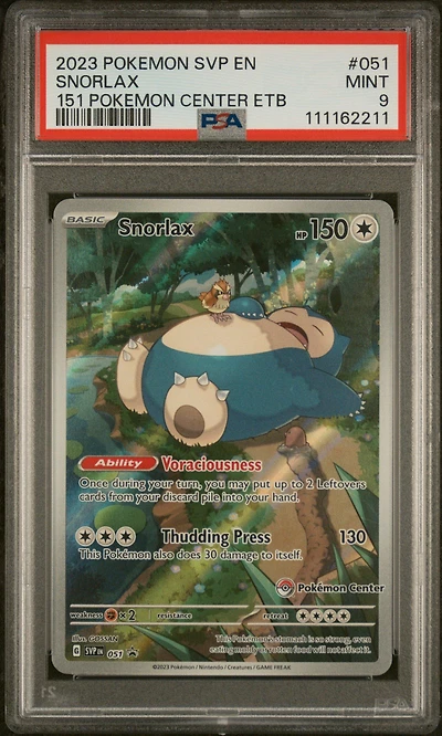 2023 Pokemon Svp En-sv Black Star Promo 051 Snorlax 151 Pokemon Center Elite Trainer Box PSA