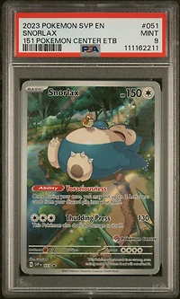 2023 Pokemon Svp En-sv Black Star Promo 051 Snorlax 151 Pokemon Center Elite Trainer Box PSA