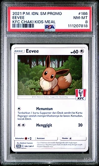 2021 Pokemon Indonesian Sm Promo 186 Eevee Kfc Chaki Kids Meal PSA 8