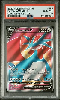 2020 Pokemon Sword & Shield Darkness Ablaze 185 Full Art/salamence V PSA