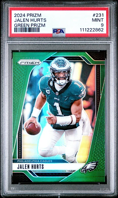 2024 Panini Prizm 231 Jalen Hurts Green Prizm PSA 9
