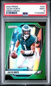 2024 Panini Prizm 231 Jalen Hurts Green Prizm PSA 9