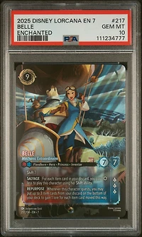 2025 Disney Lorcana En 7-archazia's Island 217 Belle - Mechanic Extraordinaire Enchanted PSA 10