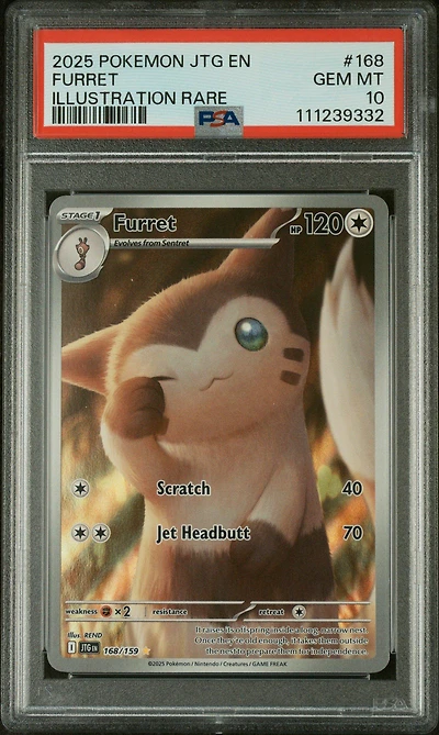 2025 Pokemon Jtg En-journey Together 168 Furret Illustration Rare PSA