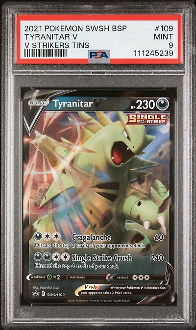 2021 Pokemon Swsh Black Star Promo 109 Tyranitar V V Strikers Tins PSA