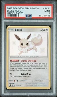 2019 Pokemon Sun & Moon Hidden Fates Sv41 Eevee-holo PSA
