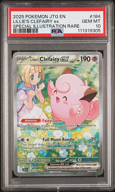 2025 Pokemon Jtg En-journey Together 184 Lillie's Clefairy Ex Special Illustration Rare PSA