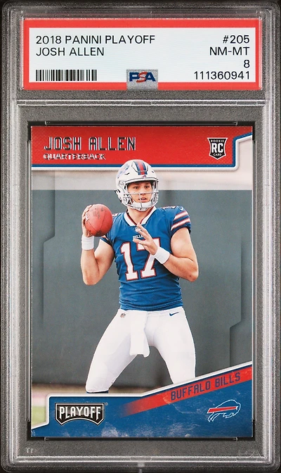 2018 Panini Playoff 205 Josh Allen PSA 8