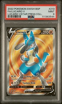 2022 Pokemon Swsh Black Star Promo 213 Full Art/lucario V Lucario Vstar Premium Collection PSA