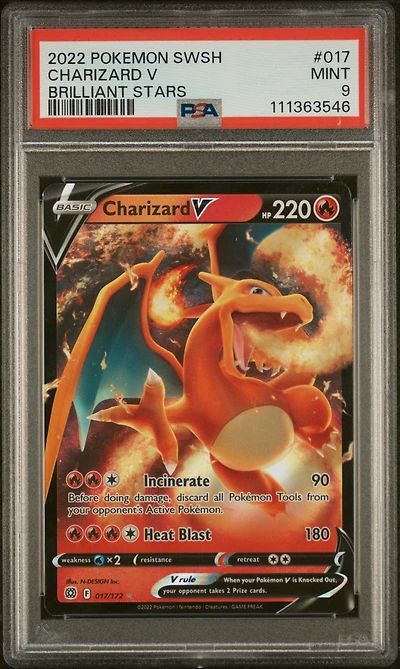 2022 Pokemon Sword & Shield Brilliant Stars 017 Charizard V PSA