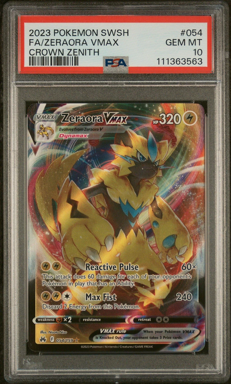 2023 Pokemon Sword And Shield Crown Zenith 054 Full Art/zeraora Vmax PSA 10