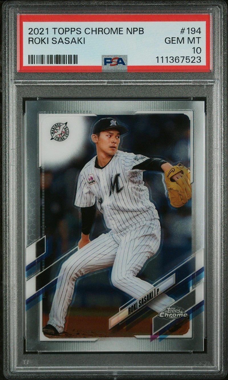 2021 Topps Chrome Nippon Professional Baseball 194 Roki Sasaki PSA 10