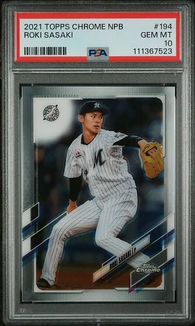 2021 Topps Chrome Nippon Professional Baseball 194 Roki Sasaki PSA 10