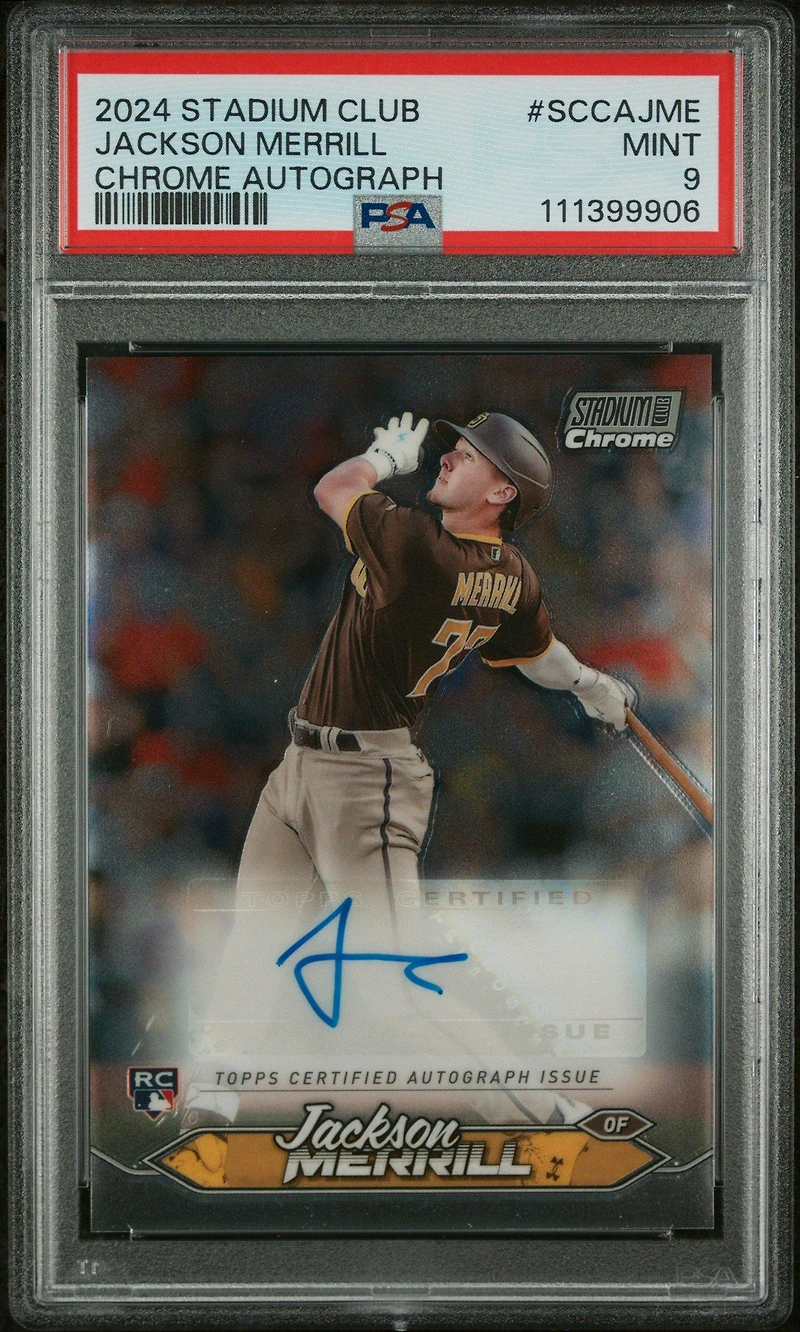 2024 Topps Stadium Club Chrome Autographs Sccajme Jackson Merrill PSA 9