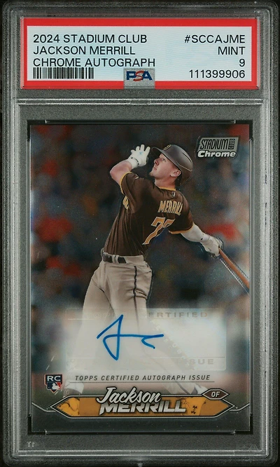 2024 Topps Stadium Club Chrome Autographs Sccajme Jackson Merrill PSA 9
