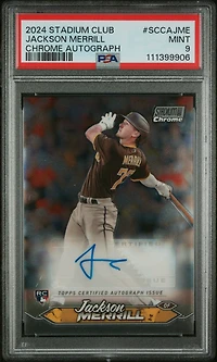 2024 Topps Stadium Club Chrome Autographs Sccajme Jackson Merrill PSA 9