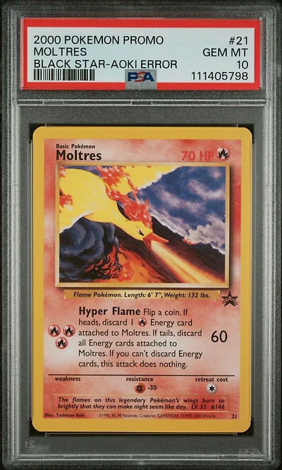 2000 Pokemon Promo Black Star 21 Moltres Toshinao Aoki Error PSA
