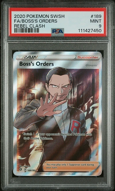 2020 Pokemon Sword & Shield Rebel Clash 189 Full Art/boss's Orders PSA