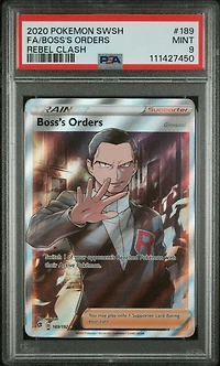 2020 Pokemon Sword & Shield Rebel Clash 189 Full Art/boss's Orders PSA