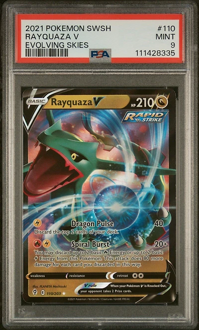 2021 Pokemon Sword & Shield Evolving Skies 110 Rayquaza V PSA