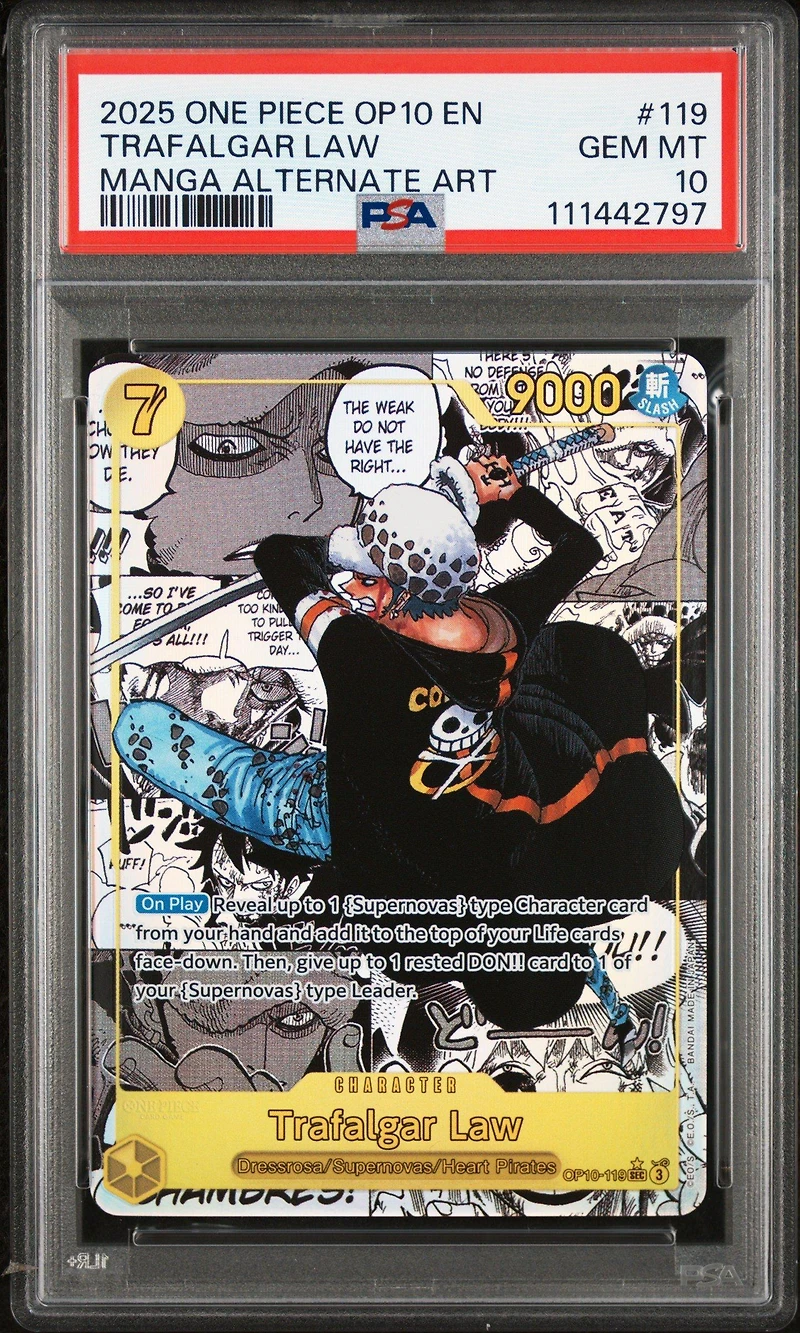 2025 One Piece Op10-royal Blood 119 Trafalgar Law Manga Alternate Art PSA 10