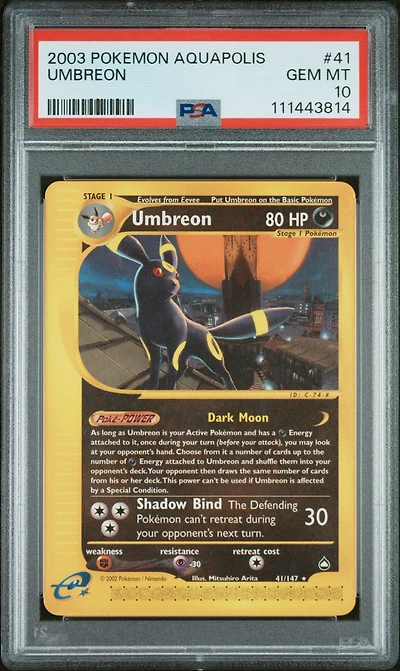 2003 Pokemon Aquapolis 41 Umbreon PSA 10