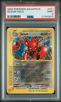 2003 Pokemon Aquapolis H21 Scizor-holo PSA 9