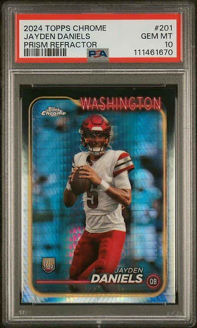 2024 Topps Chrome 201 Jayden Daniels Prism Refractor PSA 10