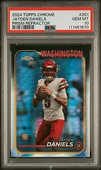 2024 Topps Chrome 201 Jayden Daniels Prism Refractor PSA 10