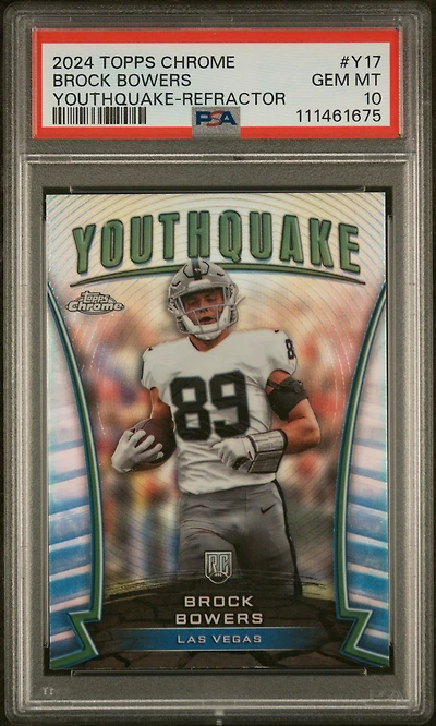 2024 Topps Chrome Youthquake Y17 Brock Bowers Refractor PSA 10