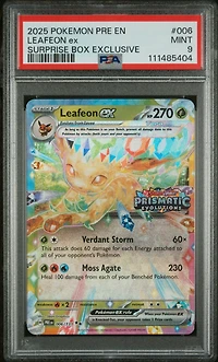 2025 Pokemon Pre En-prismatic Evolutions 006 Leafeon Ex Surprise Box Exclusive PSA