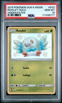 2019 Pokemon Sun & Moon Hidden Fates Sv2 Rowlet-holo PSA