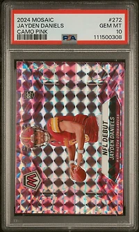 2024 Panini Mosaic 272 Jayden Daniels Camo Pink PSA 10