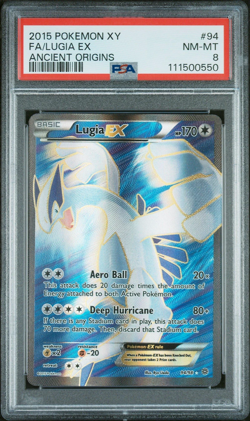 2015 Pokemon Xy Ancient Origins 94 Full Art/lugia Ex PSA 8