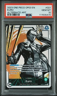 2023 One Piece Op03-pillars Of Strength 021 Kuro Alternate Art PSA 10