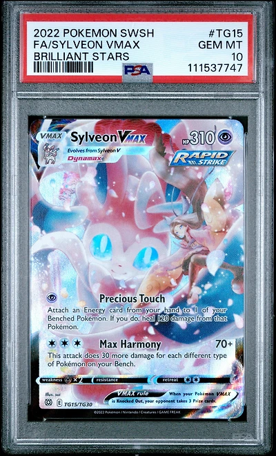 2022 Pokemon Sword & Shield Brilliant Stars Tg15 Full Art/sylveon Vmax PSA