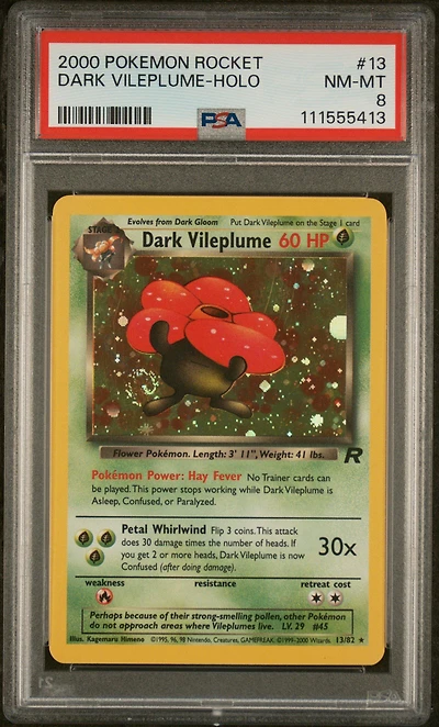 2000 Pokemon Rocket 13 Dark Vileplume-holo PSA