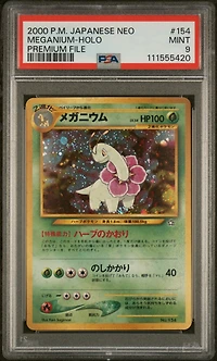 2000 Pokemon Japanese Neo 154 Meganium-holo Premium File PSA