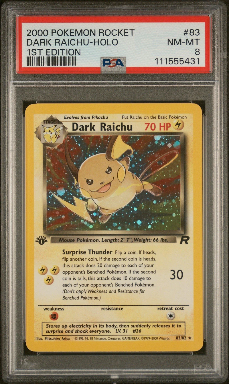 2000 Pokemon Rocket 83 Dark Raichu-holo 1st Edition PSA