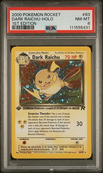 2000 Pokemon Rocket 83 Dark Raichu-holo 1st Edition PSA