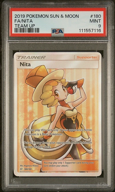 2019 Pokemon Sun & Moon Team Up 180 Full Art/nita PSA 9